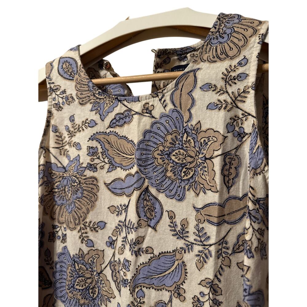 Tommy Hilfiger Sleeveless Paisley Floral Drop Waist‎ Dress Linen Blend, Size 8